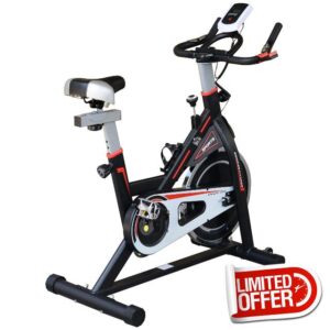 HOMCOM 8kg Flywheel Stationary Exercise Bike Racing Bicycle Home Fitness Trainer with Adjustable Resistance LCD Display Wheels Black