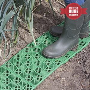 Garden Mile 5 x Green Interlock Decking Tiles Safety Outdoor Play Mats Plastic Interlocking Patio Tiles Non-Slip Indoor and Outdoor Bath Mat Floor Mat Protector Wood Effect Garden Tiles - 30cm x 30cm