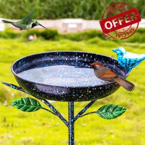 Qipade Metal Bird Bath with Garden Stakes