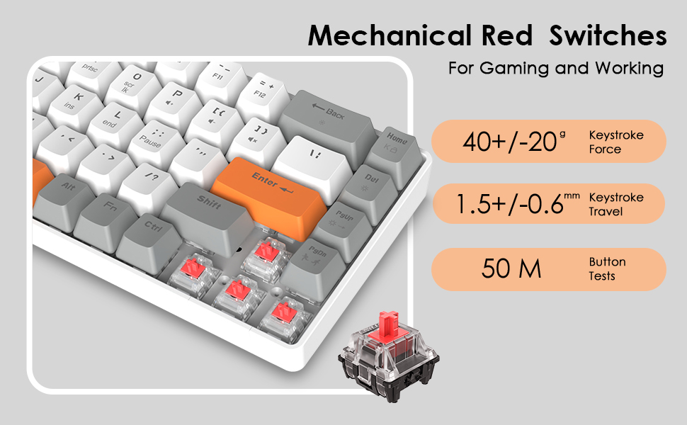 60% Gaming Keyboard,68 Keys Compact Mini Wired Mechanical Keyboard with 18 Chroma RGB Backlit