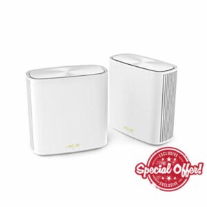 ASUS ZenWiFi XD6S Whole Home Mesh WiFi 6 System AX5400 (2 Pack White) Coverage up to 500 m² (4+ Rooms)