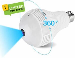 1080P WIFI Light Bulb Camera 360°Wide Angle Fisheye HD Indoor Spy Security Camera for Remote Home Security System