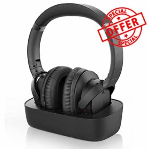 Avantree Ensemble - Wireless Over-Ear Headphones for TV Watching with Universally Compatible Bluetooth 5.0 Transmitter & Charging Dock