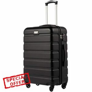 COOLIFE Suitcase Trolley Carry On Hand Cabin Luggage Hard Shell Travel Bag Lightweight with TSA Lock and 2 Year Warranty Durable 4 Spinner Wheels (Moon Night Black