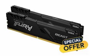 Kingston FURY Beast 64 GB (2 x 32 GB) 3200 MHz DDR4 CL16 Desktop Memory Kit of 2 KF432C16BBK2/64