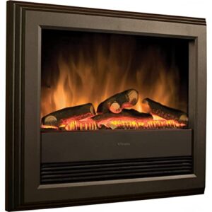 Dark Grey and Black Wall Mounting and Inset Wall Fire with LED Flame Effect and Log Style Fuel Bed