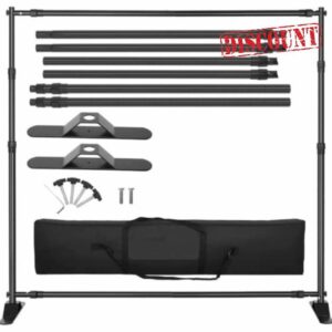 AL-Mustarziq Heavyduty Backdrop Stand For Banners And Green Screen Background - 8ftx8ft Telescopic And Adjustable Back Drop Stand Kit For Photography Decoration And Flower wall- 2kg Load Capacity