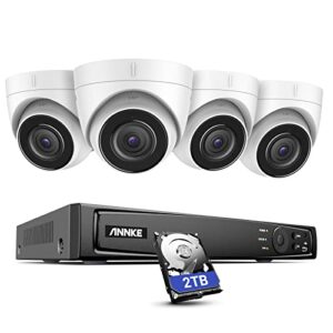8CH H.265+ NVR and 4x 8MP Outdoor Security IP Cameras with AI Detection