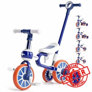 KORIMEFA 4 IN 1 Baby Balance Bike for 2-4 Years Old Kids Trike with Training Wheels for 2 Year Old Boys Girls Infant Toddler Bicycle