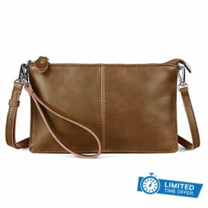 befen Clutch Wristlet Handbag Women's Genuine Leather Large Long Wallet with Crossbody Shoulder Strap & Wrist Strap