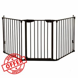 Dreambaby Newport 3-Panel Adapta Child Safety Gate - Fits Opening from 85.5-200cm wide. 74cm Tall - with Smart Stay Open Feature- Black -Model G2021BB