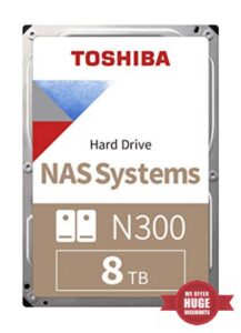 Toshiba 8TB N300 Internal Hard Drive – NAS 3.5 Inch SATA HDD Supports Up to 8 Drive Bays Designed for 24/7 NAS Systems
