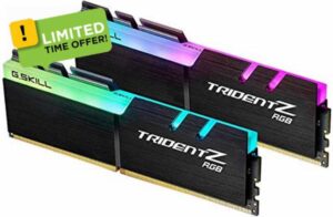 G.SKILL F4-3200C16D-16GTZR Trident Z RGB Series 16 GB (8 GB x 2) DDR4 3200 MHz PC4-25600 CL16 Dual Channel Memory Kit - Black with full length RGB LED light ba