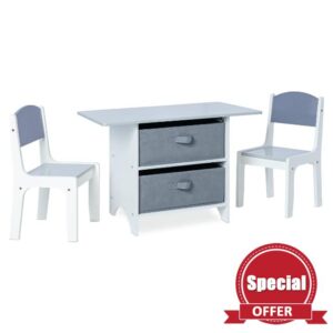 Milliard Kids Activity Wooden Table and Chair Set with Storage Baskets