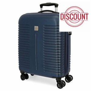 Roll Road India Blue Cabin Suitcase 40 x 55 x 20 cm Rigid ABS Combination Lock 37 Litre 2.6 kg 4 Double Wheels Hand Luggage