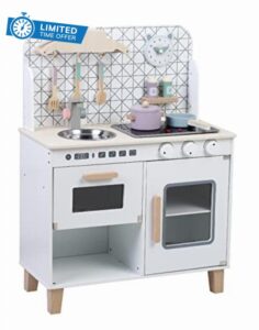 Children’s Wooden Light-Up Kitchen Playset: Kitchen Set with Accessories