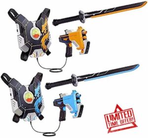 MGA Entertainment 574736EUC Dojo Dragon Masters-2 Player Electronic Battling Game-with Swords & Blasters-Includes Sword & Battle Gear-Fun Light & Sound Effects