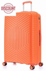 DK Luggage 28" Large Hard Shell Polypropylene PP Suitcase 4 Wheel Spinner Luggage PP20 Orange