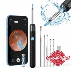 Ear Wax Removal Kit 1080P Wireless Otoscopes Earwax Removal Camera with 6 LED Lights Visual Ear Cleaner for Adults (Black)