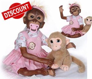 ZIYIUI Reborn Monkey Doll Baby Girls 21inch 52cm Soft Silicone Vinyl Quality Realistic Handmade Real Life Newborn Baby Toys Cheap Toys Best for Children Reborn Babies