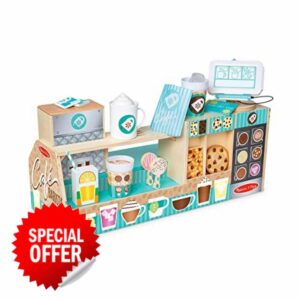Melissa & Doug Wooden Toy Café Barista Coffee Shop | Wooden Toy for Kids | Role Play | Montessori Toy | 3+ | Gift for Boys or Girl