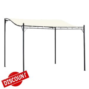Outsunny Garden Outdoor Shelter Metal Frame Elegant Scrolling Weather-Resistant Canopy Sun Rain Shade Elegant Pergola Gazebo 3x3(m)