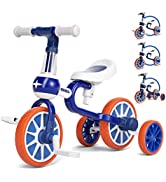 KORIMEFA Kids Tricycle 4 in 1 Balance Bike for 2-4 Years Old Boys Girls Toddlers Trike with Adjus...