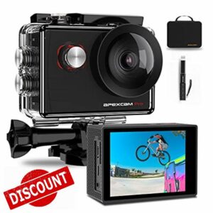 Apexcam M90 Pro EIS Action Camera 4K 20MP WIFI for Sports 170°Wide-Angle 40M Waterproof with Remote Control Selfie Stick 2 Rechargeable Batteries and Accessories Ki