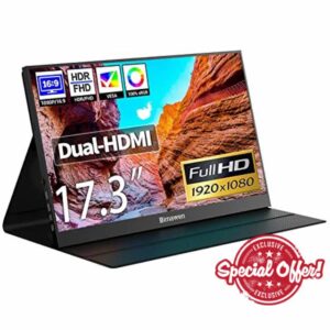Bimawen 17.3 inch Portable Monitor IPS 100% sRGB 1080P HDR FHD FreeSync