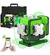 Huepar Laser Level Self Leveling 3x360°Outdoor 3D Green Beam Cross Line for Construction and Pict...