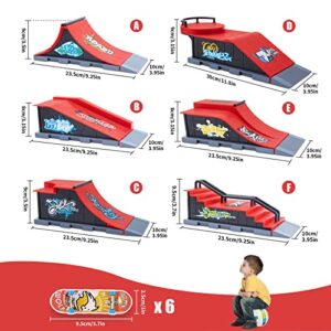 6PCS Combinations Mini Skate Ramp with Skateboards