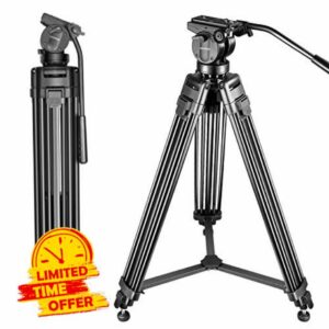 Neewer Professional 155cm Aluminum Alloy Video Camera Tripod with 360 Degree Fluid Drag Head