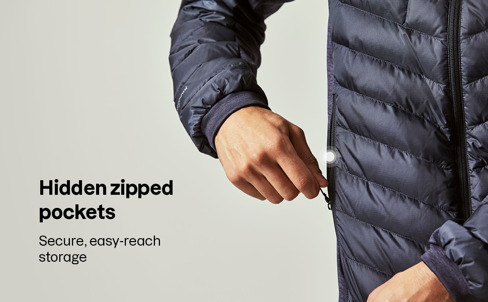 Hidden zipped pockets 