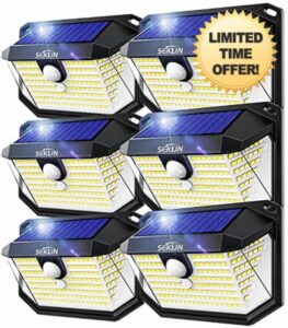 6 Pack Solar Security Lights Outdoor Super Bright 178 LED Solar Wall Lights 270° Wide Angle Solar Motion Sensor Lights IP65 Waterproof Outside Solar Powered Security Lighting for Fence Garden            [Energy Class A+++]