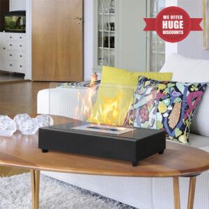 Rectangle Tabletop Bio Ethanol Fireplace Indoor Outdoor Fire Pit Portable Fire Bowl Pot Fireplace in Black