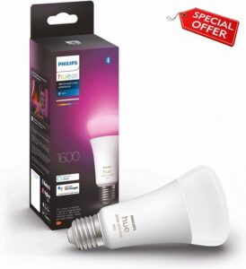 Philips Hue White and Colour Ambiance Smart Light Bulb 100W - 1600 Lumen [E27 Edison Screw] With Bluetooth. For Indoor Home Lighting