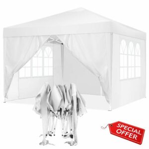 Tooluck Gazebos 3x3M Pop up Gazebo Tent Commercial Instant Shelter Heavy Duty Gazebo with Four sidewalls