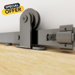TSMST 152CM/5FT Sliding Barn Door Hardware Kit Alloy Track Carbon Steel Roller Closet Accessory for Single Door T Shape