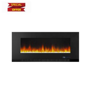 Amazon Basics 42" (107 cm) Wall-Mount Electric LED Multicolour 3D Heating Fireplace with Remote Control