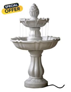 SEINHIJO Outdoor Floor Water Fountain 95cm High 2-Tier Baroque Garden Cascading Waterfall for Yard Patio Lawn Home