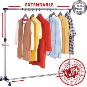 Tatkraft New York Extendable Clothes Rail Coat Rail Stainless Steel