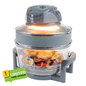 LIVIVO 17L Halogen Oven Cooker with Self-Cleaning 1400W Element and Easy Analogue Controls