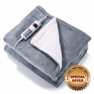 Electric Blanket 130 x 180cm Heated Throw with 6 Heating Levels & 6H Auto-Off Timing Settings