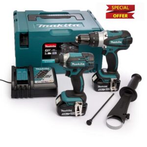 Makita DLX2145TJ 18V Li-ion LXT 2 Piece Combo Kit comprising DHP458Z and DTD152Z Complete with 2 x 5.0 Ah Li-ion Batteries and Charger Supplied in a Makpac Case