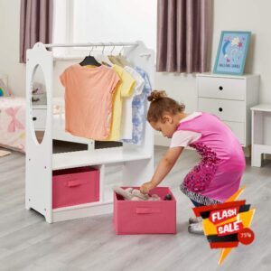 Liberty House Toys Children's White Wooden Dress Up with Storage Bins