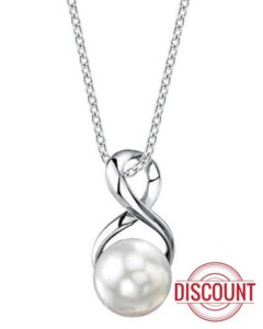 The Pearl Source Freshwater Pearl Pendant Necklace for Women - White Cultured Pearl Necklace with Infinity Design | Single Pearl Necklace for Women with 925 Sterling Silver Chain