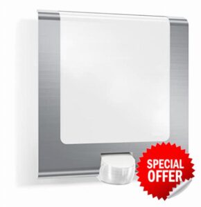 Steinel LED House Number Wall Light L 220 S - Stainless Steel Wall Plaque Outdoor Light 9.3 Watts - 180° Motion Sensor 10m Range - Impact Resistant Porch Light            [Energy Class D]