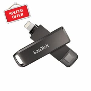 SanDisk iXpand Flash Drive Luxe 256GB 2-in-1 Lightning & USB Type-C connectors for your iPhone and iPad