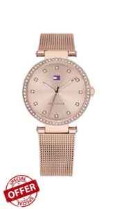 Tommy Hilfiger Analogue Quartz Watch for Women with Rose Gold Coloured Stainless Steel Mesh Bracelet - 1782508