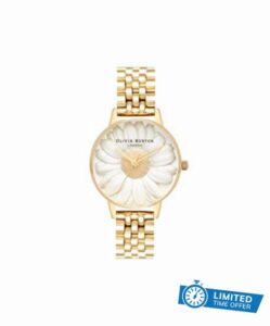 Olivia Burton Analogue Quartz Watch for Women with Gold Coloured Stainless Steel Bracelet - OB16FS1